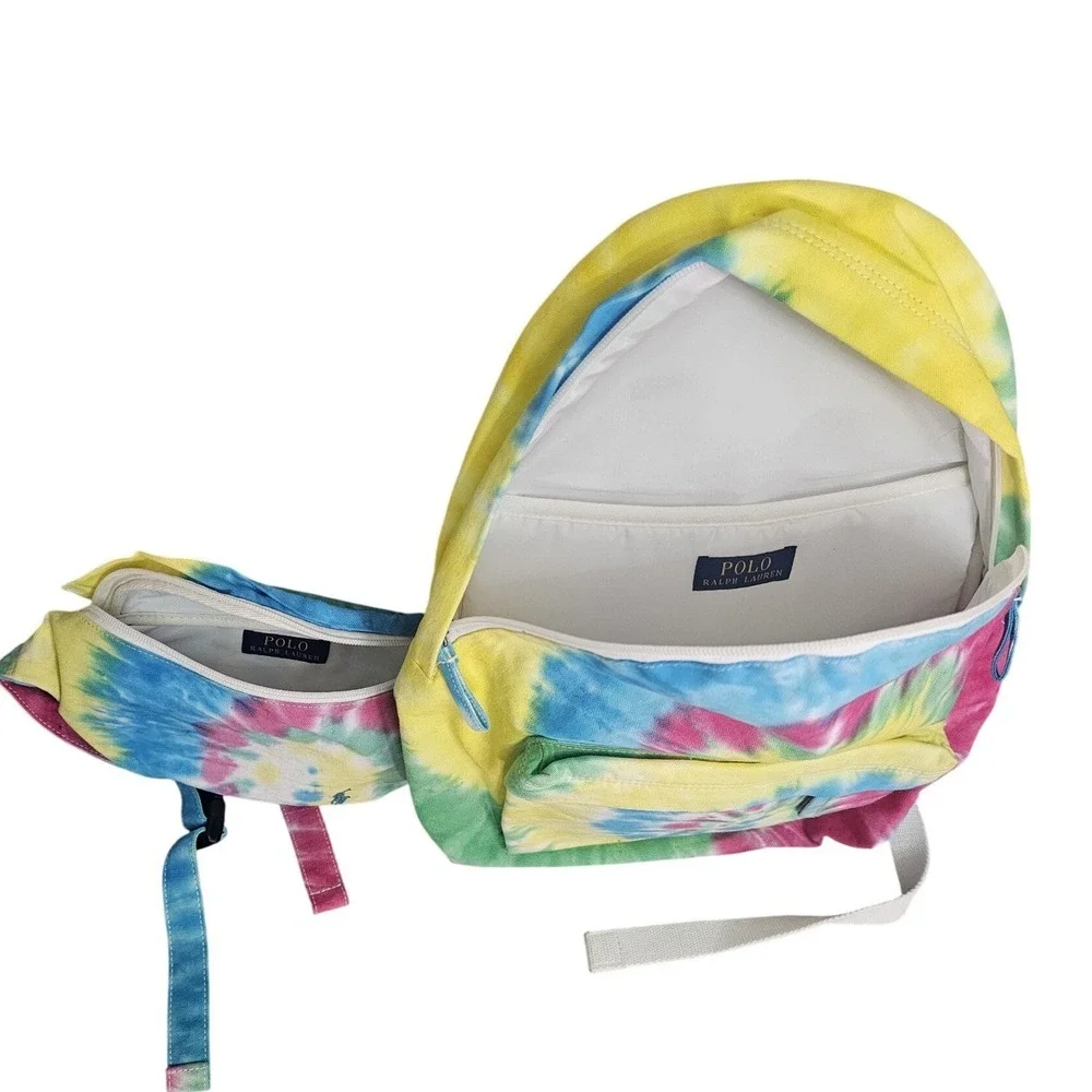 Polo Ralph Lauren Tie Dye Backpack Fanny Pack Set Travel School‎ Bag NEW